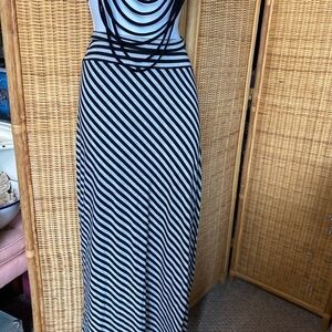 Black and White Striped Maxi Skirt